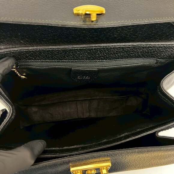 GUCCI Authentic Vintage Black Leather Bamboo Bag - Picture 9 of 9